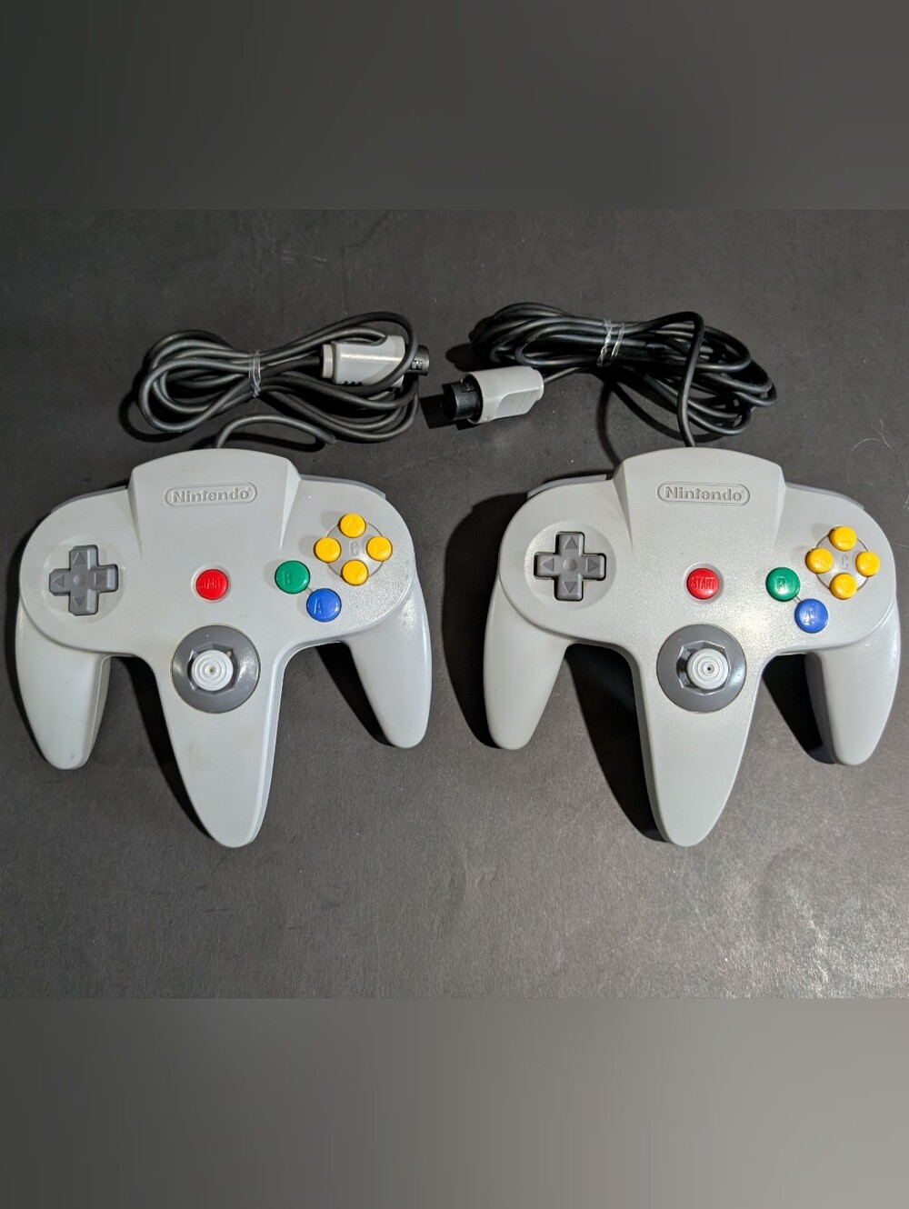 Lot Of 2 N64 Video Game Controllers Gray Tested And Works Nintendo NUS-005